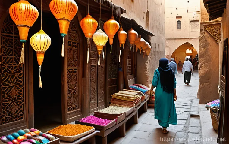 여행안내사로서 여행 패키지 설계하기 - **Prompt 1: Cultural Immersion in a Historic Souk**
    "A vibrant scene in an ancient, bustling sou...