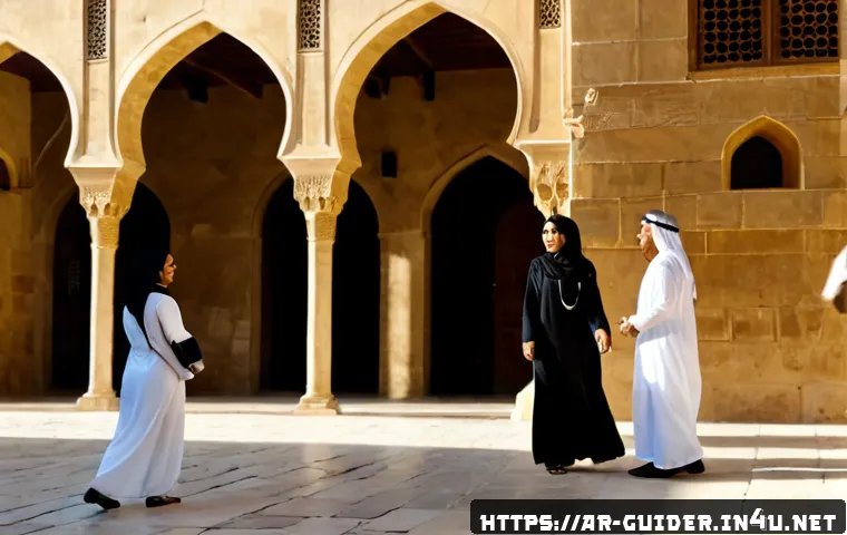 Home 17 여행안내사 창업 후 성공 스토리 - Photorealistic success story of an Arab woman travel guide entrepreneur in modest professional attir...